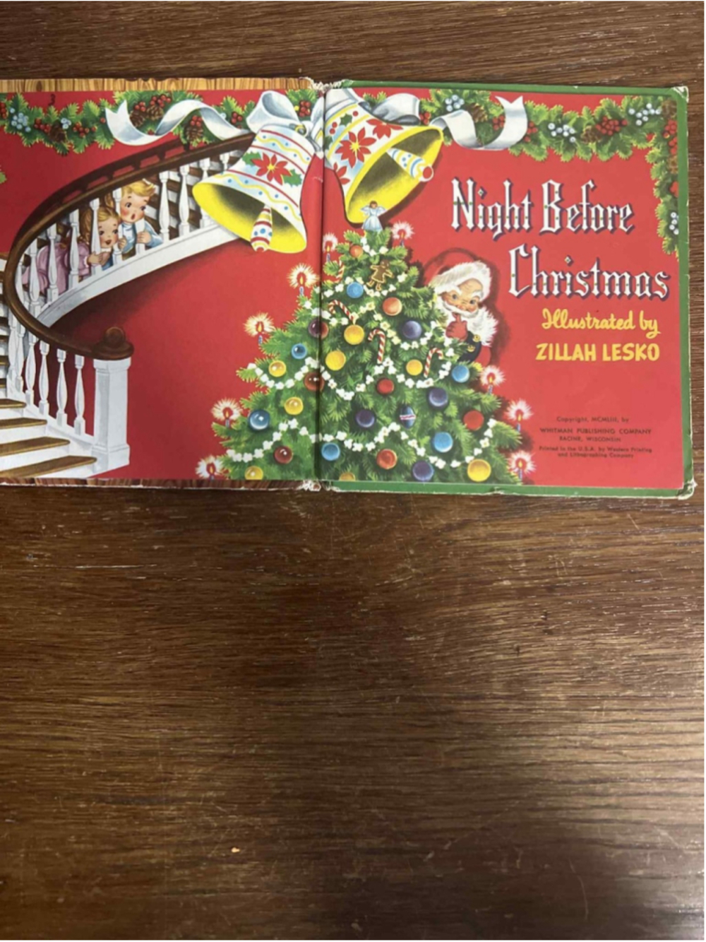 Vintage 1953 The Night Before Christmas Whitman Tell a tale Santa & Tree Cover